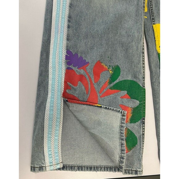 BDG Urban Outfitters Skater Baggy Wide Leg Jeans Painted Floral Size 27 NWT $119 - Picture 3 of 8